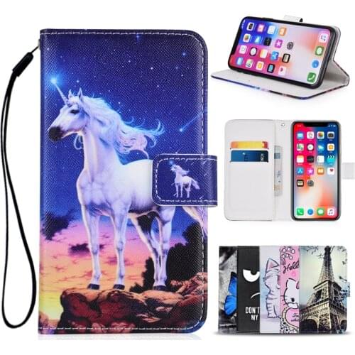 Cartoon Wallet Case for SANTIN ACTOMA ACE PU Leather Fashion Lovely Unicorn Cat Owl Butterfly Patterned Kickstand Phone Bag