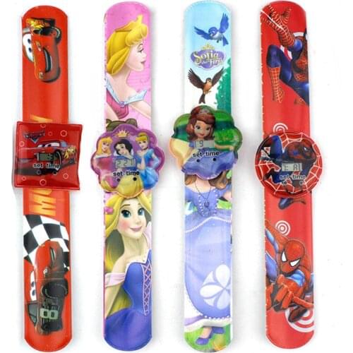 Disney spiderman Sofia cars snow white Mickey mouse Wristband Toys Watches Cartoon Anime Figure Kids Toy Gift Random Color