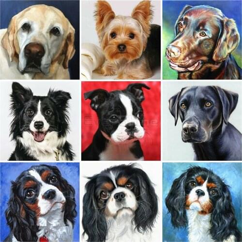 EverShine Diamond Painting Full Square Dog Cross Stitch Diamond Embroidery Animals Rhinestones Art Bead Picture Kits Wall Decor