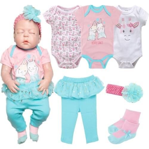 Kavkas Cotton Cartoon Baby Girl Boy Clothes Set Short Sleeve Summer Infant Girl Dress Suit Embroidery Toddler Girl Bodysuit Sets