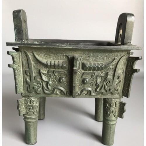 China bronze archaize Relief beast tripod crafts statue