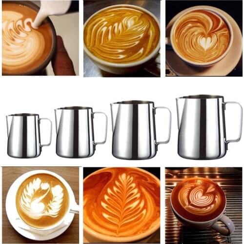 Stainless Steel Frothing Coffee Pitcher Pull Flower Cup Cappuccino Milk Pot Espresso Cups Latte Art Milk Frother Frothing Jug