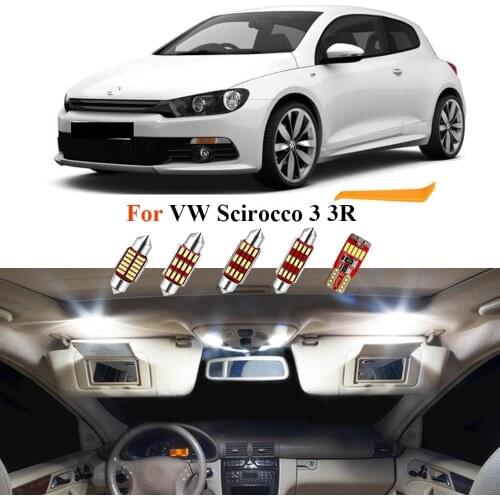 10pcs Canbus Car LED Interior Lights Package Kit For VW Scirocco 3 3R Map Trunk Dome vanity Mirror Light Bulbs