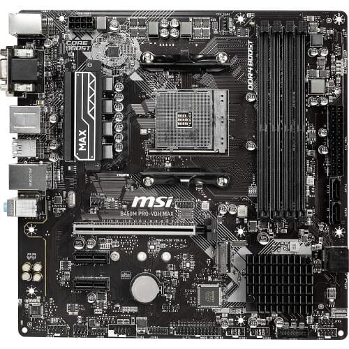 MSI B450M PRO-VDH Max Motherboard DDR4 AMD Ryzen 2ND and 3rd Gen AM4 M.2 USB 3 DVI HDMI Micro-ATX used Motherboard
