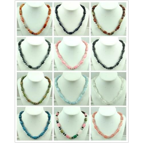 Fashion Natural Pink Quartz Onyx Opal Tiger Eye Stone Pendant Chains Handmade Gem Jewellery Necklace For Women Fine Jewelry F9