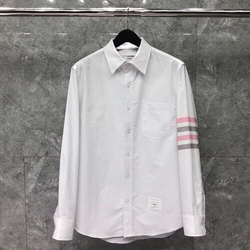 2021 Fashion Brand Shirts Men Slim White Multicolor Sleeve Casual Shirt Turn Down Collar Oxford Textile Mens Clothing