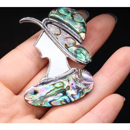 Natural Shell Brooches Lady Hat Girl Abalone Shell Pin Pendants for Women Weddings Banquet Party Brooches Pins Gifts 40x45mm
