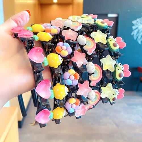 New Alice Hairband Headband Kid Girls Bangs Clips Band Metal Hoop Cartoon Flower Double Bangs Hairstyle Hairpin Hair Accessories