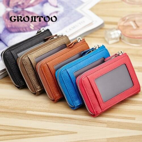 GROJITOO New small coin purse fashion genuine leather coin handbag mini womens zipper cowhide coin wallet