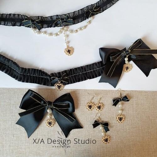 The Original hand made manually black gothic LOLITA LOLITA headdress wind hair Japanese brooch pin