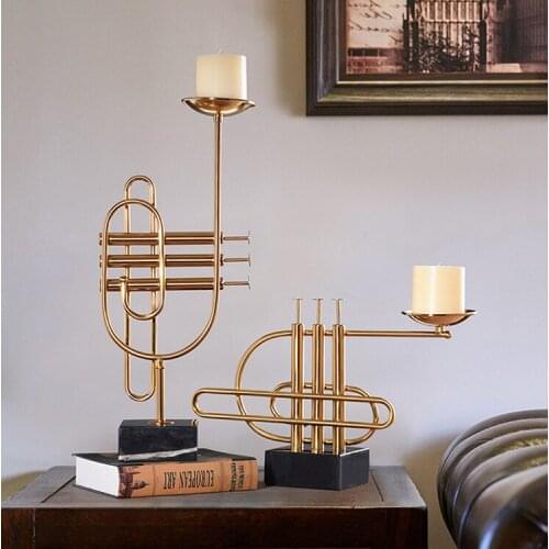 Flute candlestick simple modern European marble dining table candle holder ornament candlestick decoration