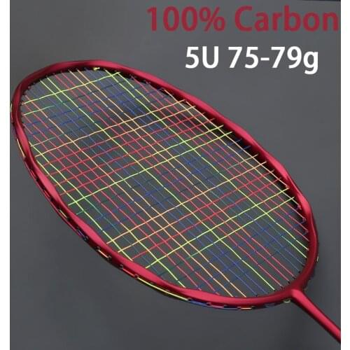 Ultralight 5U 75-79g Carbon Fiber Colorful Strung Badminton Rackets Offensive Type Racket Sports With Bag Strings Racquet Speed