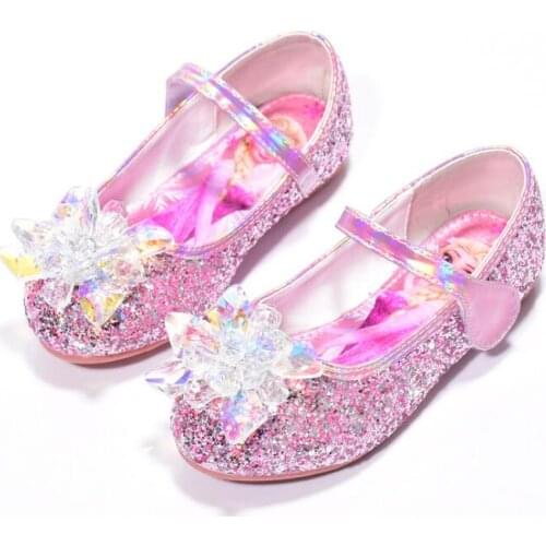 Disney crystal sandals for baby girls fashion Frozen cosplay party dance shoes high quality toddler summer princess flat shoes