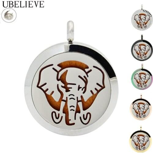 Elephant Pattern 30mm Aromatherapy Locket Jewelry Stainless Steel Essential Oil Perfume Necklace Pendant For Women Scent Locket
