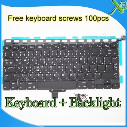 Brand New For MacBook Pro 13.3" A1278 Arab Arabic keyboard+Backlight Backlit+100pcs keyboard screws 2008-2012 Years