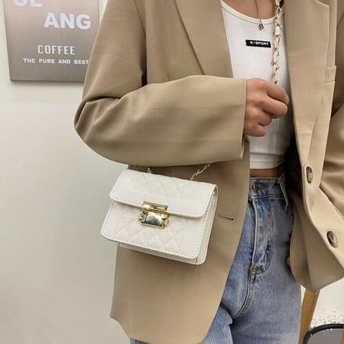 Women Leather Chain Black White Shoulder Bag Women 2021 New Fashion Net Red Korean One Shoulder Messenger Crossbody Bags