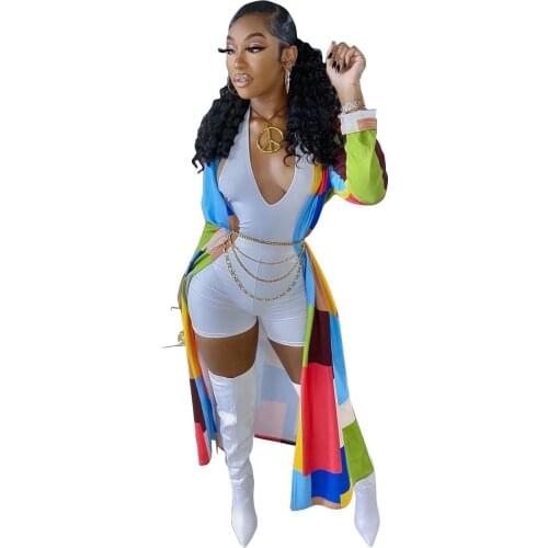 RStylish Women Clothing Fall Block Color Plaid Long Sleeves Fashion Elegant 2021 Summer Outerwear Trench Coat