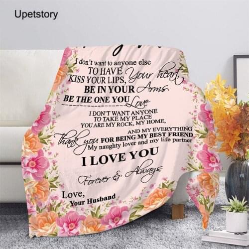Upetstory Sherpa Throw Blankets To My Wife Printed Stylish Plush Blanket for Women Gift Bedroom Warm Sherpa Plush/Fleece Blanket