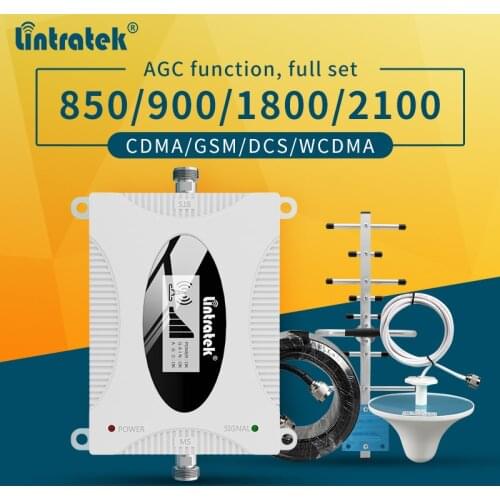 Cell phone amplifier Lintratek 2021 Cellular Signal repeater AGC Signal 2G 3G 4G 850 900 1800 2100 full kit booster with antenna