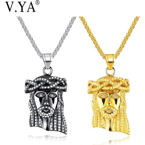 V.Ya Jesus Piece Christian Necklace Silve/Gold Color Stainless Steel Pendant & Chain Men/Women Egypt Egyptian Jewelry 2017 Charm
