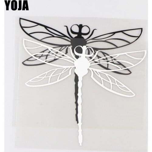 YOJA 13.2×11.3CM Delicate Dragonflies Cartoon Animals Vinyl Decal Car Stickers Black/Silver 19C-0107