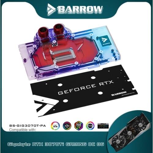 Barrow GPU Water Block For Gigabyte 3070Ti GAMING OC 8G Card , Full Cover Water Cooling VGA Cooler,With Backplate BS-GIG3070T-PA