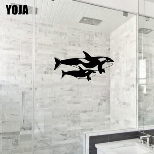 YOJA 14x28.2CM（One Group）Cute Killer Whale Fashion Room Decoration Wall Sticker Bbathroom Shower Decals G2-0503