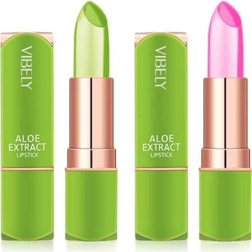 1pc Aloe Vera Lipsticks Temperature Color Change Lip Care Lip Gloss Moisturizing Long Lasting Changing Tinted Lipsticks Lip Balm