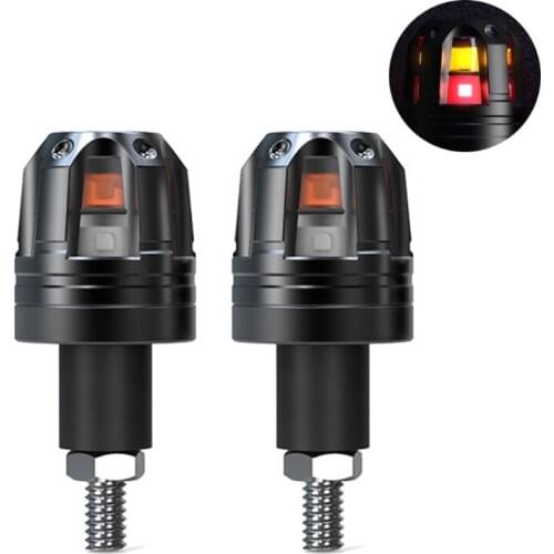 2 Pcs Motorcycle Handlebar Grip Bar End Plugs with LED Lights Expanding Locking H8WE