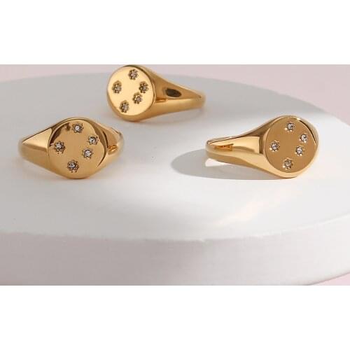 21 Trendy Glossy Inlaid Zircon Stainless Steel Gold Plated Waterproof Tarnish Free Size 6 7 8 Gifts For Girls Rings For Women