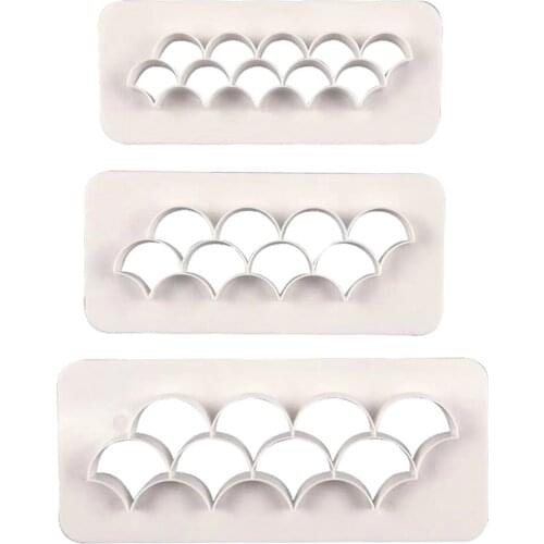 3 Pcs/Set Fish Scale Geometric Cookie Cutter Embosser Fondant Biscuit Bread Mold Cake Decorating Tools Baking Pastry Accessories