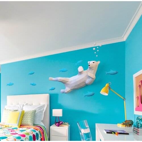 3D Paper Model Handmade Polar Bear DIY Wall Papercraft Home Decor Wall Decoration Puzzles Educational DIY Kids Toys