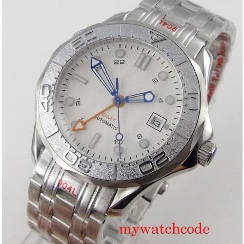 41mm GMT Mechanical Automatic Men Watch Sapphire Glass Date Rotating Bezel Luminous Marks Mental Band Alloy Insert