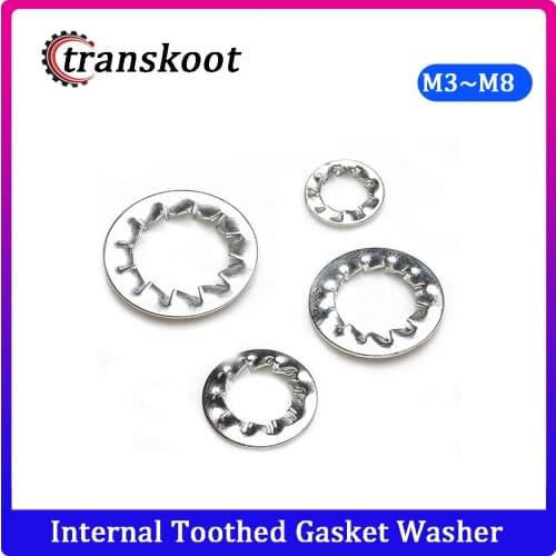 100Pcs DIN6798J M3 M4 M5 M6 M8 Stainless Steel 304 Washers Internal Toothed Gasket Washer Serrated Lock Washer Gasket Ring