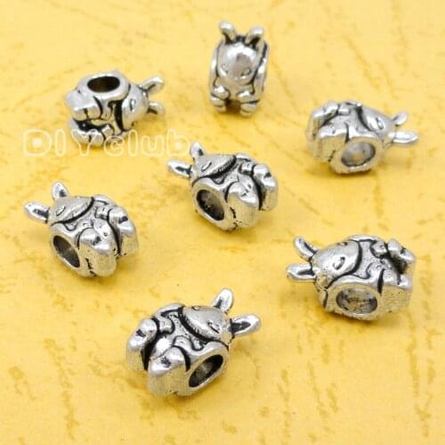 50pcs-Antique Silver Rabbit Beads 13x8x7mm