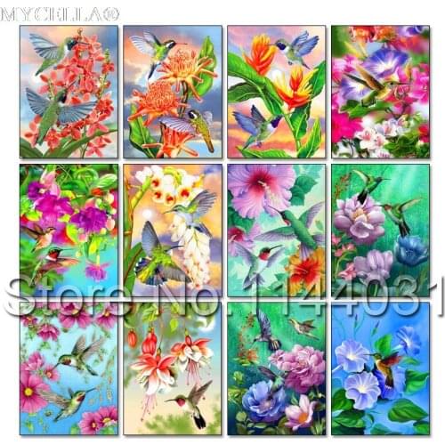5D DIY Diamond Painting Home Decor Hummingbirds And Flowers Full Diamond Embroidery Handmade Mosaic Painting Home Decoration
