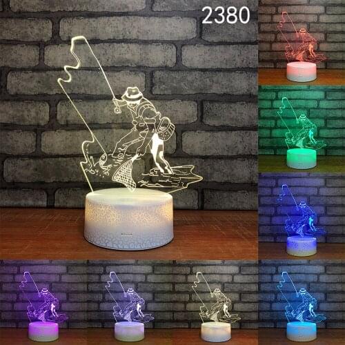 7 Color Changing 3D Led Fishing Fish Lamp Light Usb Night Light Home Decor For Fishing Enthusiasts Gifts Table Lampara Lampe