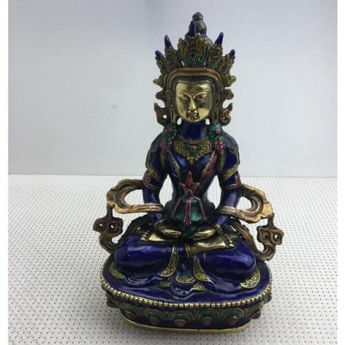 8.4" Tibetan Buddhism Supplies Brass Buddha crafts Decorations