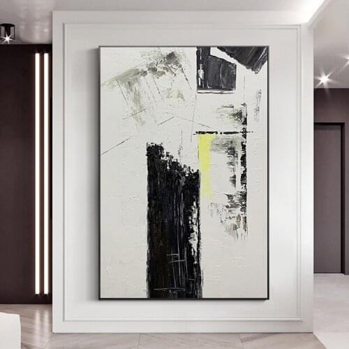 High Quality Handmade Abstract Knife Oil Painting Black And White Orange Home art Decoration Canvas Painting
