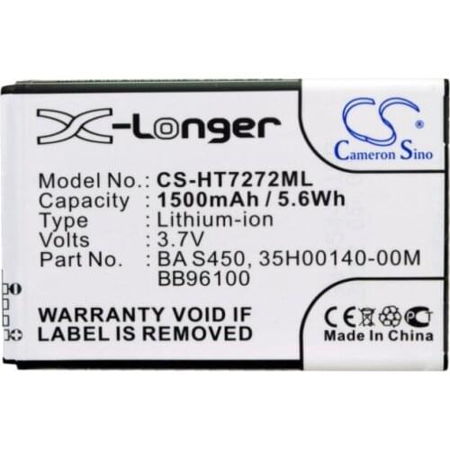 Cameron Sino 1500mAh battery for HTC 7 Mozart A7272 BB96100 Desire Z F5151 Freestyle Mozart PC10100 T8698 T-Mobile G2 Vision