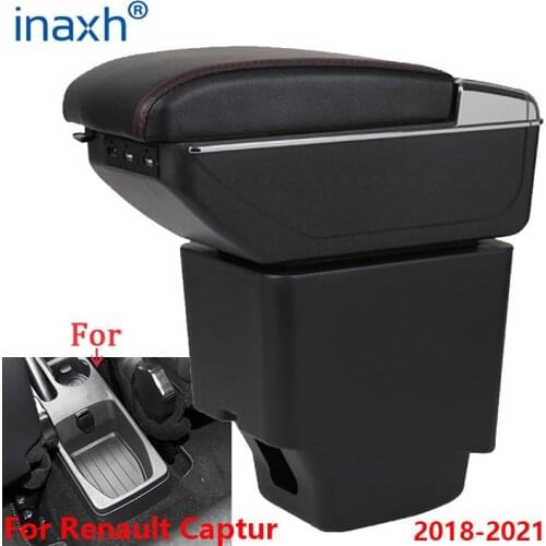 For Renault Captur Armrest box accessories Storage box with cup holder ashtray with USB 2018 2019 2020