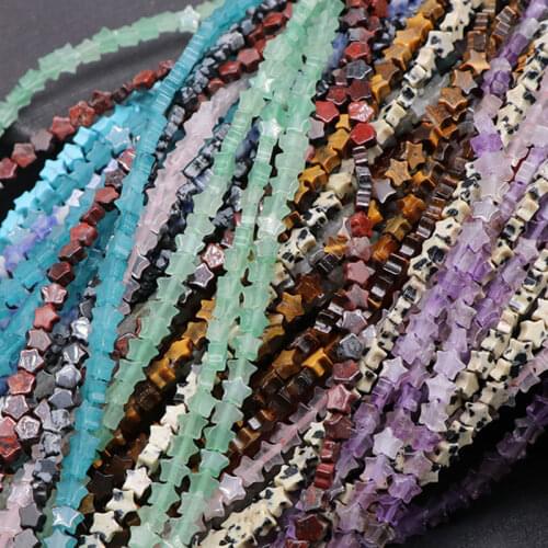 Natural Stone 4mm Star Beads For Jewelry Making DIY Jewelry Accessorries Loose Spacer Beads For Bracelet Indian Agates Jaspers