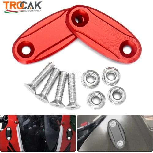 Cbr1000rr cbr600rr cbr900rr Mirror Hole Cover Motorcycle Windscreen Driven Mirror Eliminators Cap For Honda CBR 600 900 1000 RR