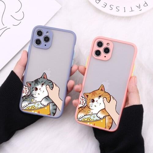 Cute Pinched Face Animal Orange Cat Phone Case For iphone X XR XS MAX 11 12 Pro Max 6s 7 8 Plus SE 2020 Hard Back Cover Fundas