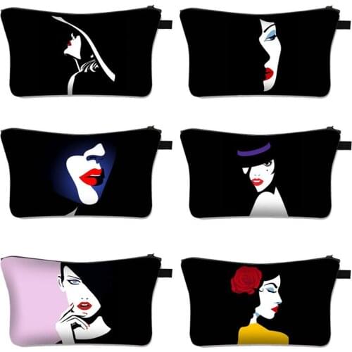 Black and White Series Elegant Ladies Print Cosmetic Bag Women Fashion Makeup Bag Cosmetic Case Makeup Case For Travel