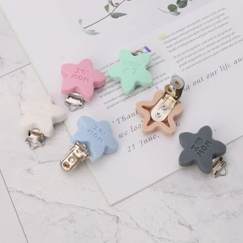 Baby Pacifier Clip Soother Teether Star Shape Silicone Safe Holder Saliva Towel Support Anti Fall Cute Clips Newborn Infant Feed