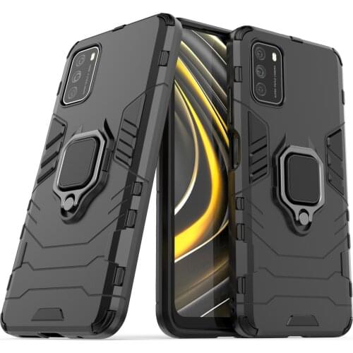 For Xiaomi POCO M3 NFC Heavy protective buckle ring Cases for poco m3 Car Holder Phone Protective back cover