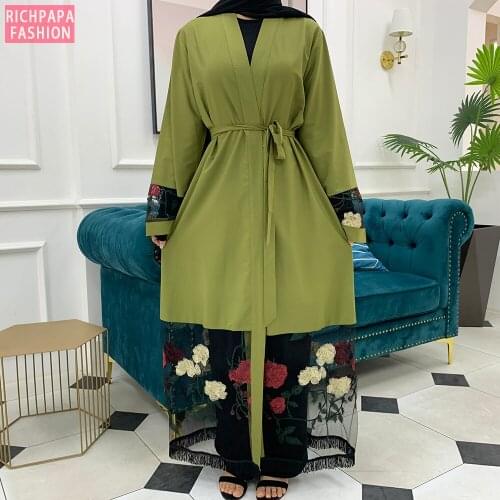 Eid Mubarak Kaftan Dubai Abaya Kimono Muslim Hijab Dress Turkish Islamic Clothing Caftan Turkey Robe African Dresses For Women