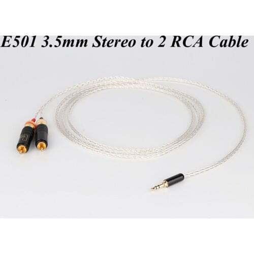 E501 Pure Silver Plated 3.5mm Stereo to 2 RCA Cable Hi-end 3.5mm to Dual RCA Cable for amplifier Phone Home Theater