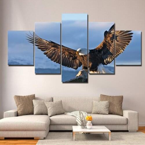 5 Panels Print Getty Eagle Sky Animal Oil Painting on Canvas Animal Modern Modular Wall Picture Poster for Living Room Cuadros